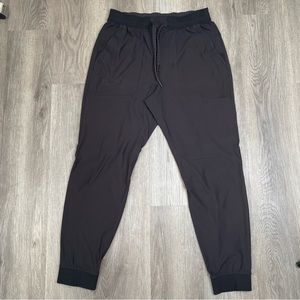 Lululemon ABC Jogger Pants Mens L Warpstreme Black Logo M5421S 29” drawstring